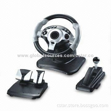 Video Game Steering Wheel for Sony's PS2/PS3/USB with Traction Control and Steering Angle